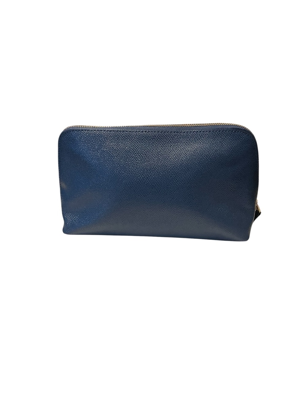CoachNavy Blue Pebbled Leather Toiletry Pouch with Gold Logo - Picture 2 of 4